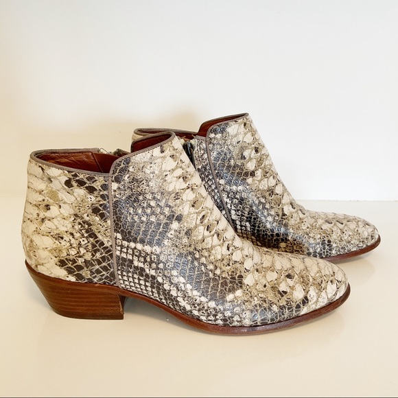 Sam Edelman Petty Snake Skin Leather Boot Cream Size 7.5 - Picture 4 of 9